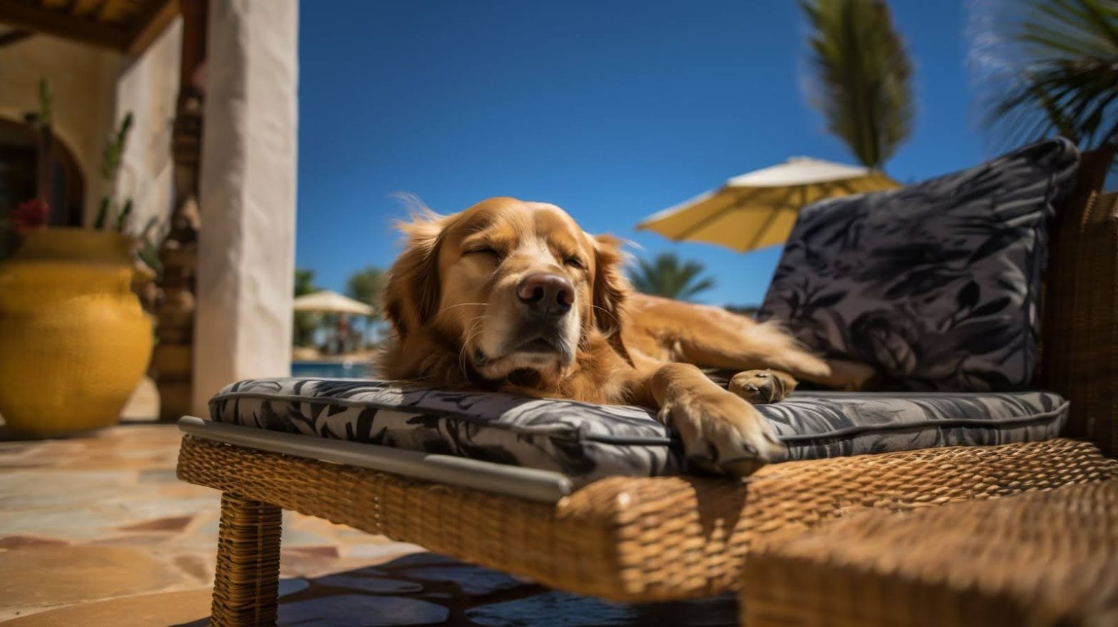 Golden Retriever en un hotel para perros en Panamá.